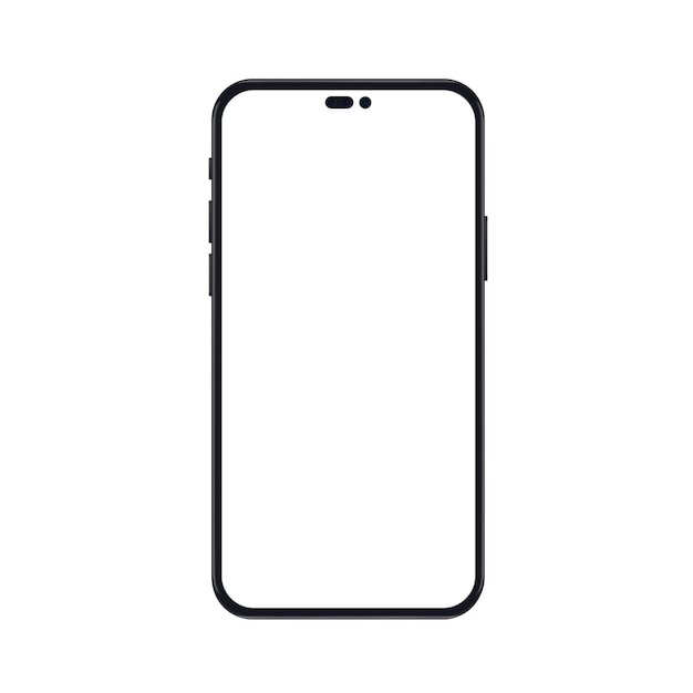 Nueva versión realista de teléfono inteligente de alta calidad con pantalla blanca en blanco