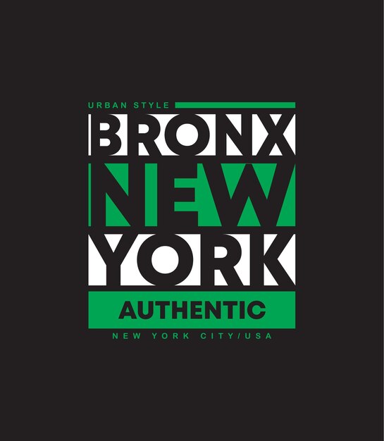 Nueva York Bronx plantilla de diseño de camisetas de tipografía