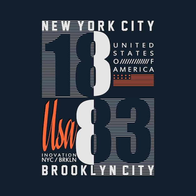 nueva york brooklyn eslogan tee gráfico tipografía ilustración vector arte estilo vintage por pedido