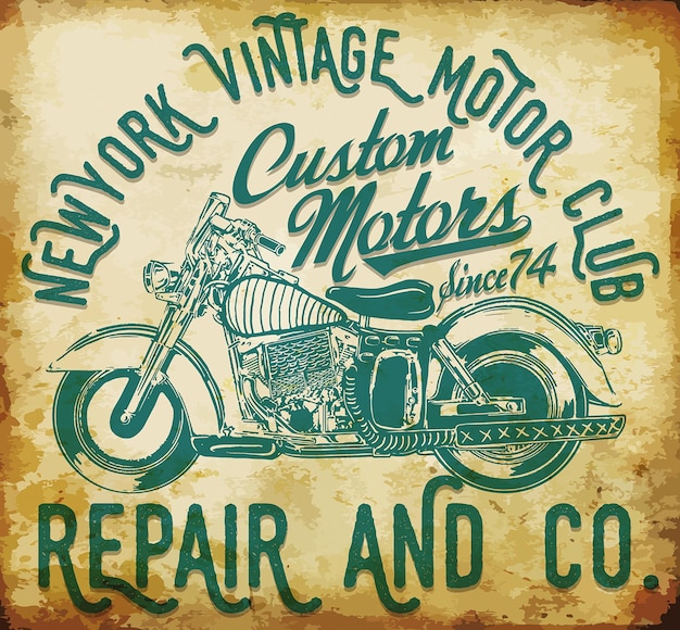 Vector nueva york camiseta vintage club de motocicletas gráfico