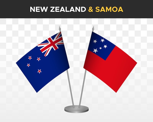 Nueva Zelanda vs samoa escritorio banderas maqueta aislado 3d vector ilustración tabla bandera