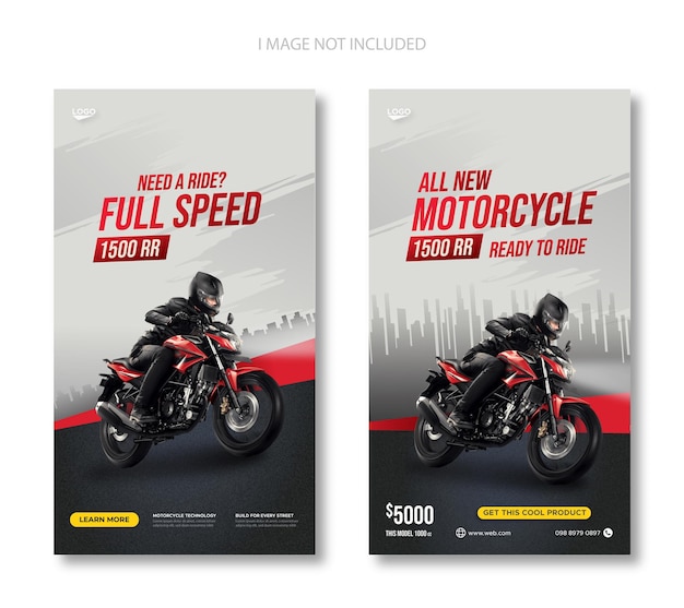 Vector nuevas historias de instagram de promoción de venta de motocicletas