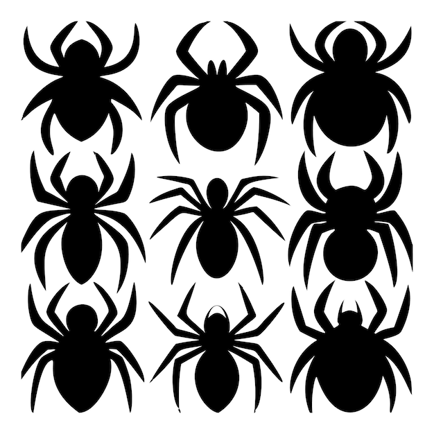 Nueve siluetas de araña simples para Halloween o proyectos de artesanía
