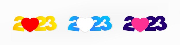 Nuevo año 2023 con ilustración en forma de corazón