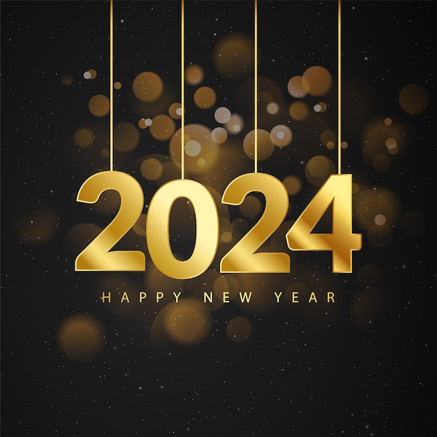 nuevo año 2024 diseño negro dorado