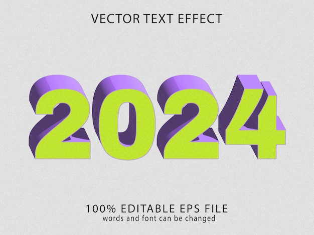 Vector nuevo año 2024 efecto de texto archivo eps