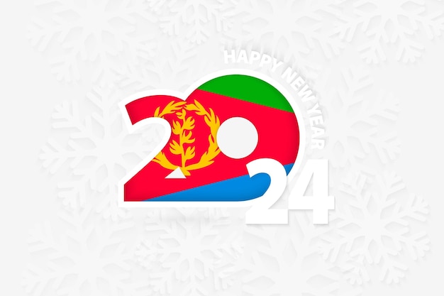 El nuevo año 2024 para Eritrea en el fondo de copos de nieve