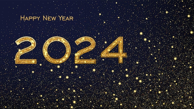 Nuevo año 2024 fondo con chispas de oro y copos de nieve EPS 10