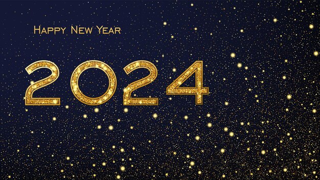 Nuevo año 2024 fondo con chispas de oro y copos de nieve EPS 10