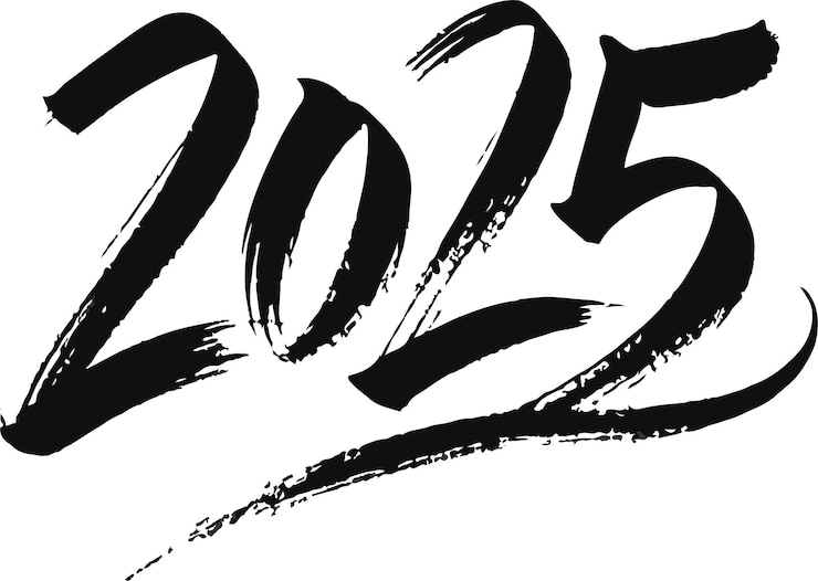 Vector nuevo año 2025 tipografía trazo de pincel