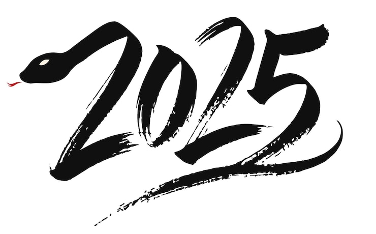 Vector nuevo año 2025 tipografía trazo de pincel