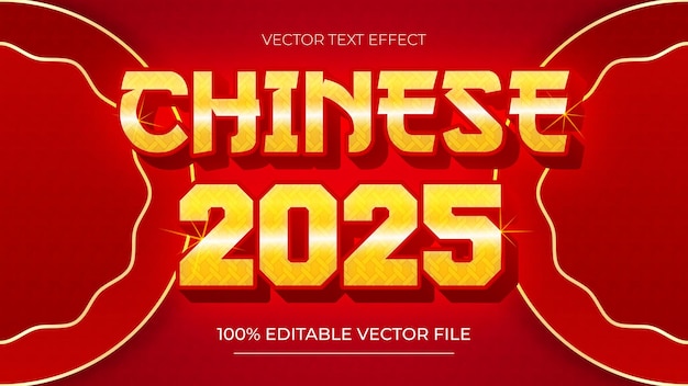 Nuevo año chino efecto de estilo de texto editable con tema de color rojo y dorado
