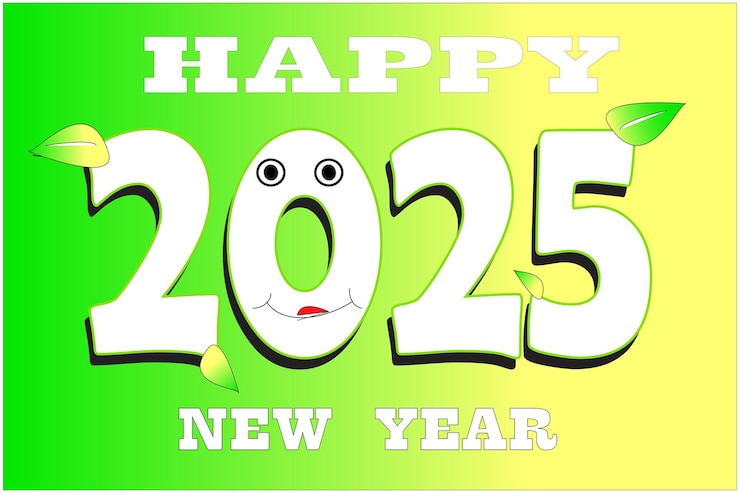 Nuevo año feliz 2025 diseño tipográfico