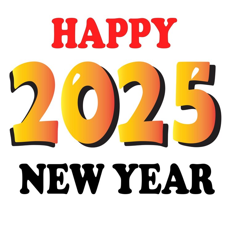 Nuevo año feliz 2025 diseño tipográfico
