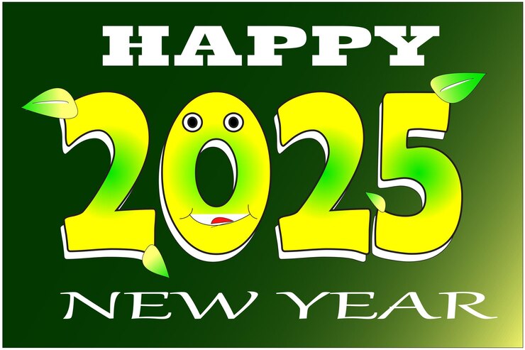Nuevo año feliz 2025 diseño tipográfico