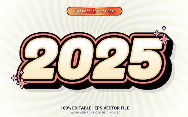 nuevo año retro vintage cómic dibujos animados estilo de efecto de texto 3D