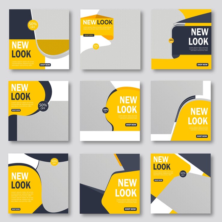 Vector nuevo aspecto de la promoción de las redes sociales diseño de plantillas de publicaciones de redes sociales