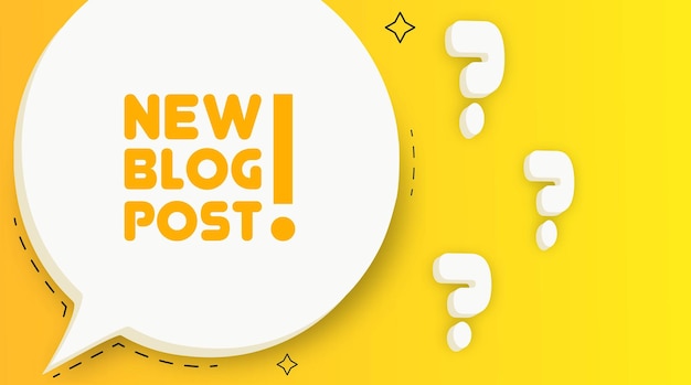 Nuevo banner de publicación de blog Bocadillo de diálogo con Nuevo texto de publicación de blog Concepto de negocio Ilustración 2d Fondo de espiral Icono de línea vectorial para negocios