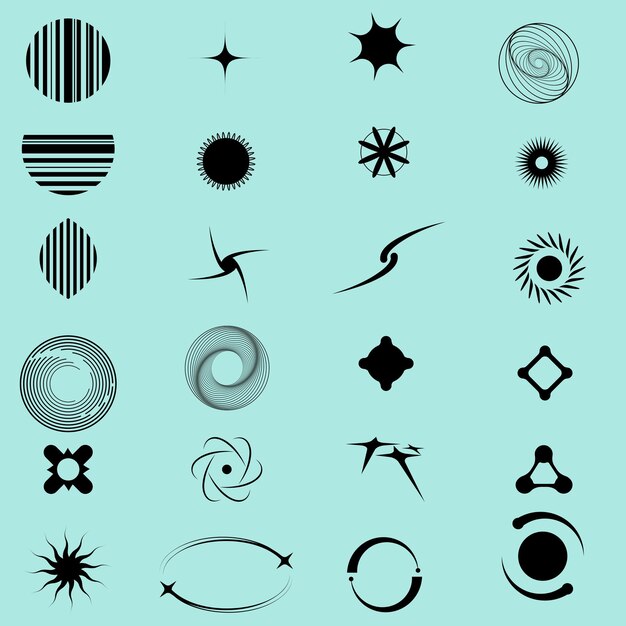 Un nuevo Brutalismo formas geométricas símbolos Elementos y formas primitivas simples Tendencia de diseño retro