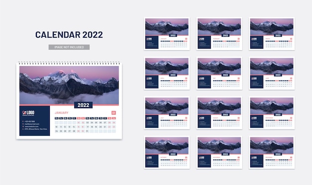 Vector nuevo calendario de escritorio 2022
