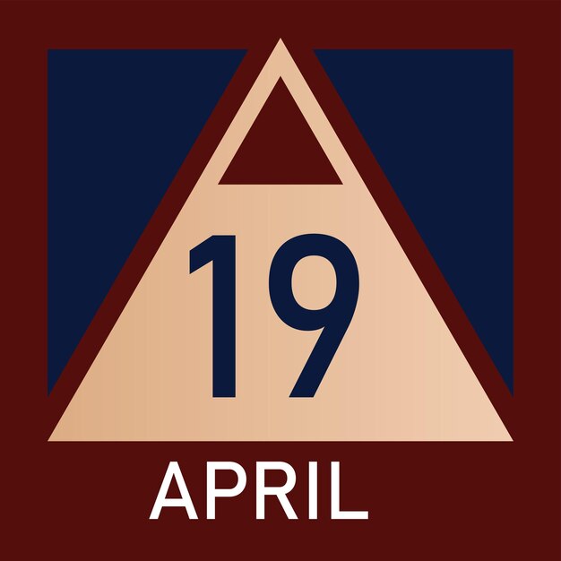 Nuevo calendario de estilo triángulo 2026 mes abril vector totalmente editable