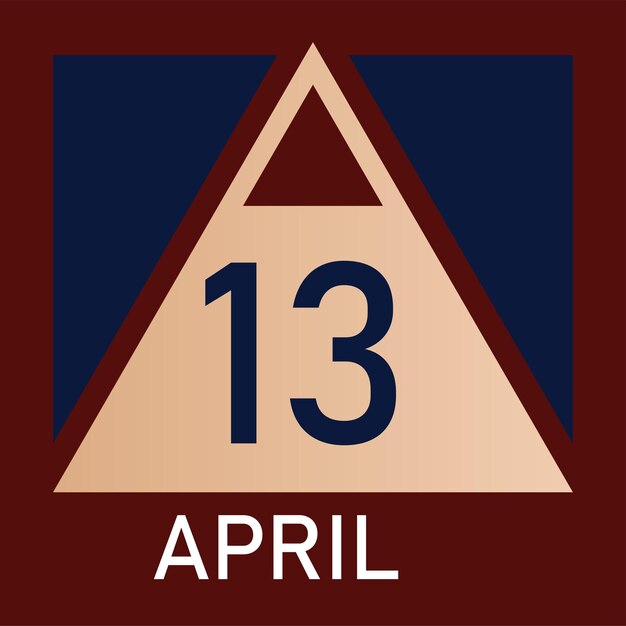 Nuevo calendario de estilo triángulo 2026 mes abril vector totalmente editable