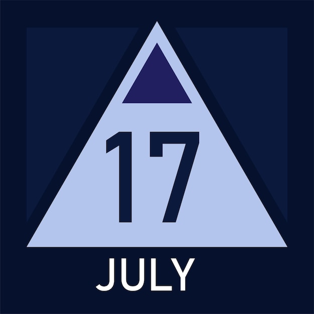 Nuevo calendario de estilo triángulo 2026 mes julio vector totalmente editable