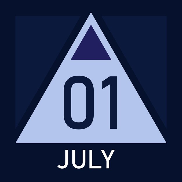 Nuevo calendario de estilo triángulo 2026 mes julio vector totalmente editable