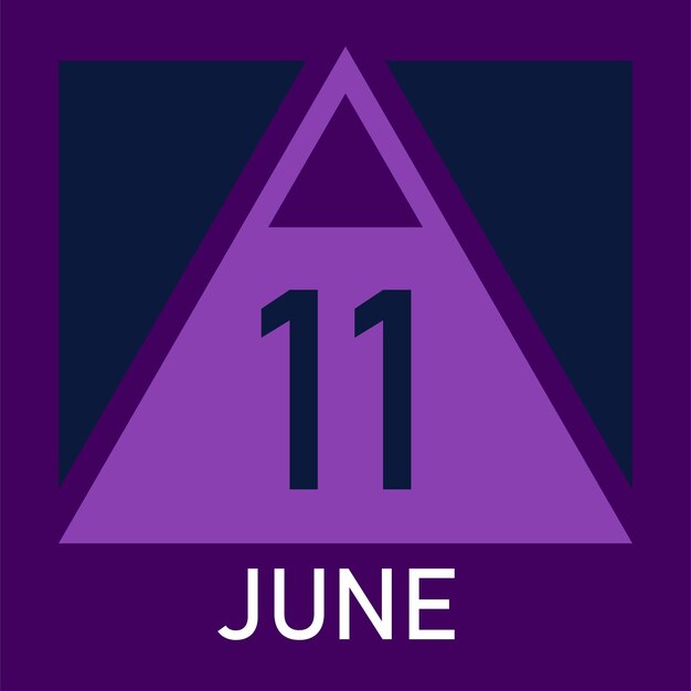 Nuevo calendario de estilo triángulo 2026 mes junio vector totalmente editable