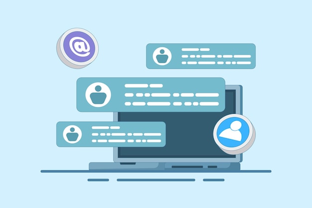 Nuevo concepto de correo electrónico mostrado en la pantalla de la computadora como marketing por correo electrónico o estrategia de negocios en línea
