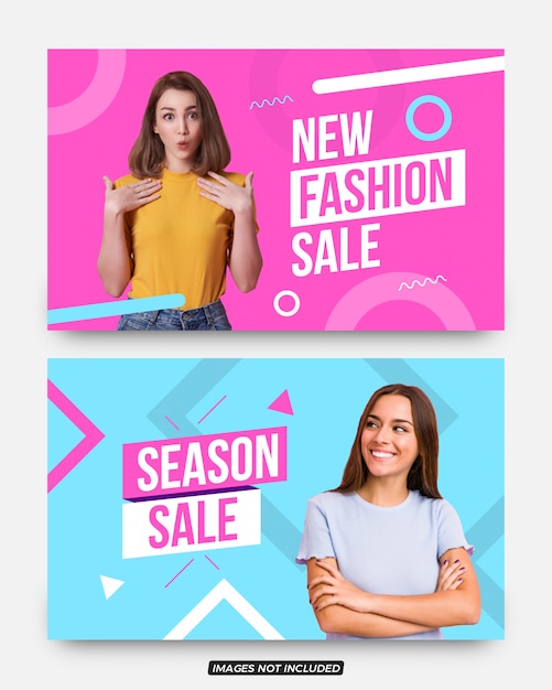 Nuevo conjunto de banners de publicación de redes sociales de venta de moda