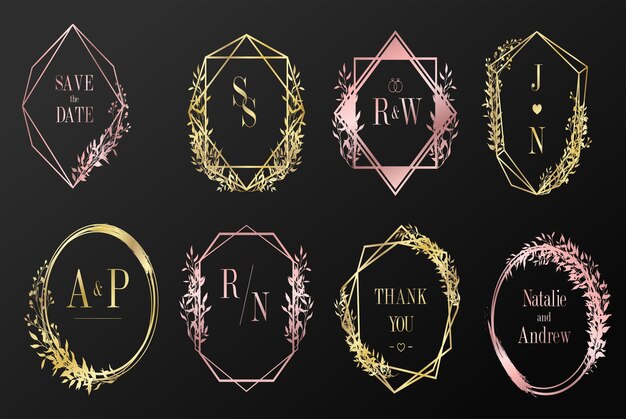 Nuevo conjunto de elementos de bordes dorados Ornamento de colección Vector