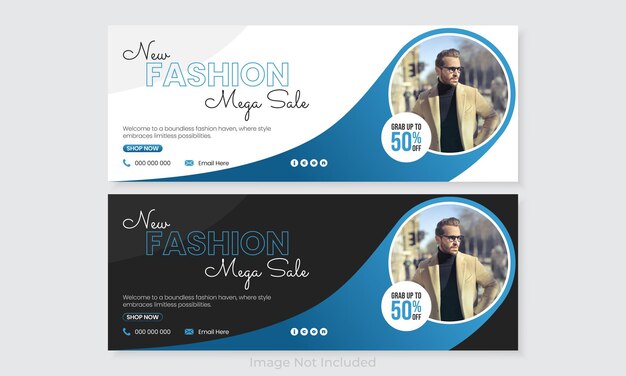 Nuevo conjunto de plantillas de promoción de mega venta de moda, diseño de portada de facebook de redes sociales, banner web
