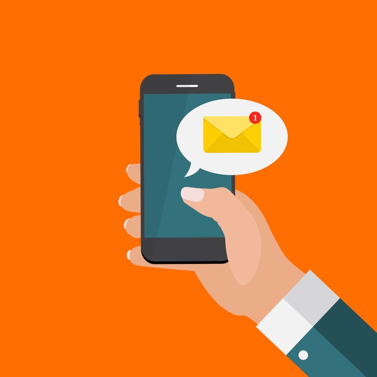Vector nuevo correo electrónico en el concepto de notificación de la pantalla del teléfono inteligente