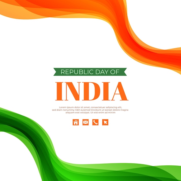 Nuevo diseño de bandera india ondulada para publicación en redes sociales del día de la república