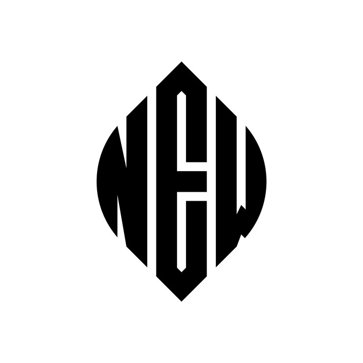 Vector nuevo diseño de logotipo de letras circulares con forma de círculo y elipse nuevas letras elípticas con estilo tipográfico las tres iniciales forman un logotipo de círculo nuevo emblema de círculo monograma abstracto letra marca vector