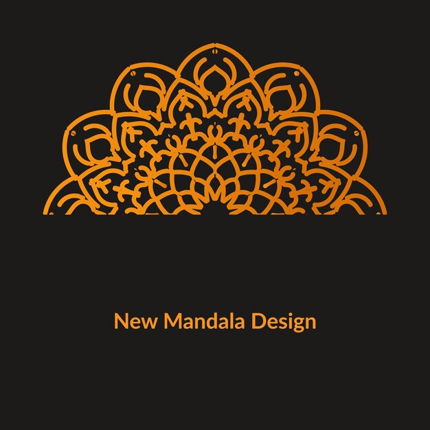 Un nuevo diseño de mandala con color dorado.