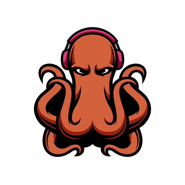 Nuevo diseño de mascota de auriculares Octopus