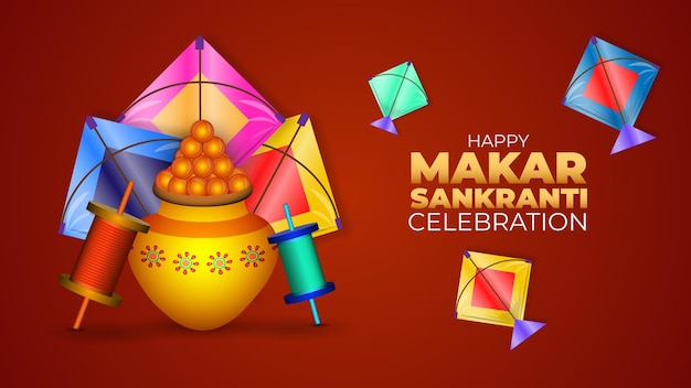 Nuevo diseño moderno y elegante de makar sankranti con cometas