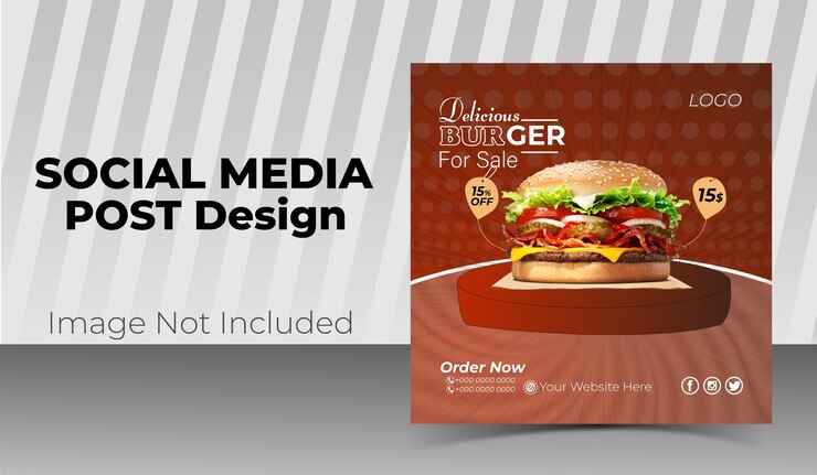Nuevo diseño moderno de publicaciones en redes sociales de hamburguesas