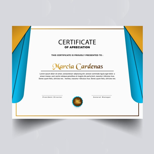 Nuevo diseño de plantilla de certificado elegante