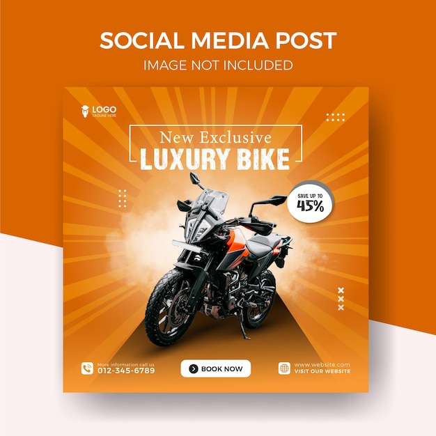 Nuevo diseño de plantilla de publicación de instagram de redes sociales de motocicleta Plantilla de venta de bicicletas Banner de bicicleta