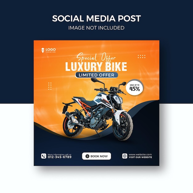 Nuevo diseño de plantilla de publicación de instagram de redes sociales de motocicleta premium