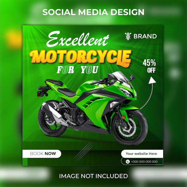 Nuevo diseño de plantilla de publicación de instagram de redes sociales de motocicleta vector premium