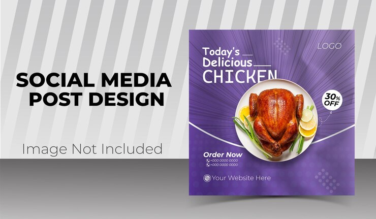 nuevo diseño de publicación en redes sociales de comida de pollo
