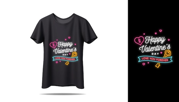 Nuevo diseño de tipografía de maqueta de vector de camiseta negra especial de san valentín camiseta especial de amor de pareja