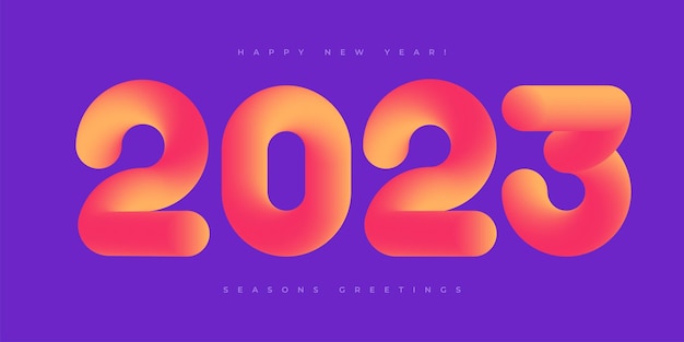 Nuevo diseño tipográfico del año 2023. números de gradiente 3d. ilustración vectorial