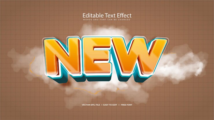 Vector nuevo efecto de texto editable con diseño naranja y azul