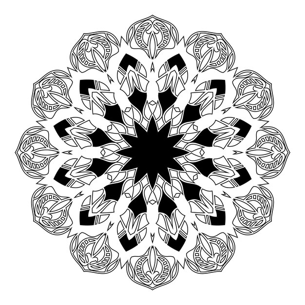 Nuevo estilo de arte creativo dibujado a mano diseño de fondo de mandala de flor de loto colorido en blanco y negro