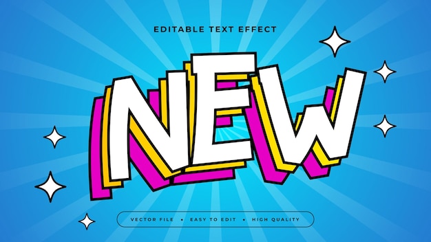 Nuevo estilo de fuente de efecto de texto editable en 3D de colores